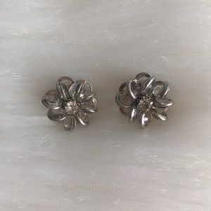 EXPRESS Silver Crystal Flower Stud Earrings